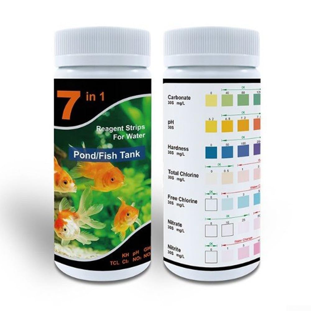 7 In 1 Fish Tank And Pond Water Testing Kit With Strips For Fresh And Salt Water Measuring PH, Nitrite, Nitrate, Hardness, And Additional Parameters(old)