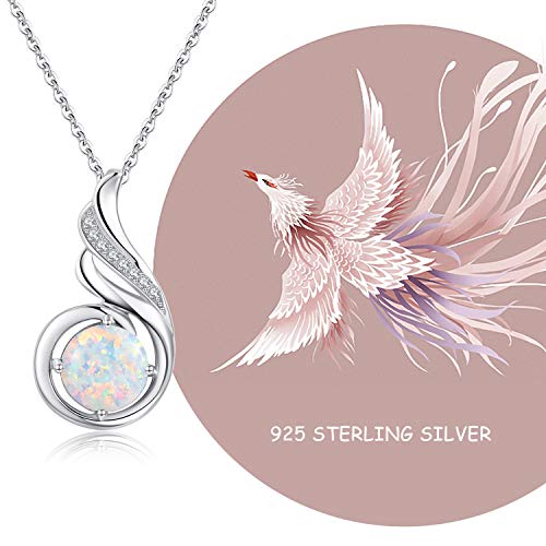 Tangpoet White Fire Opal Pendant Necklace For Women 925 Sterling Silver October Opal Birthstone Jewelry Mothers Day Christmas Birthday Gifts For Her thumb #5