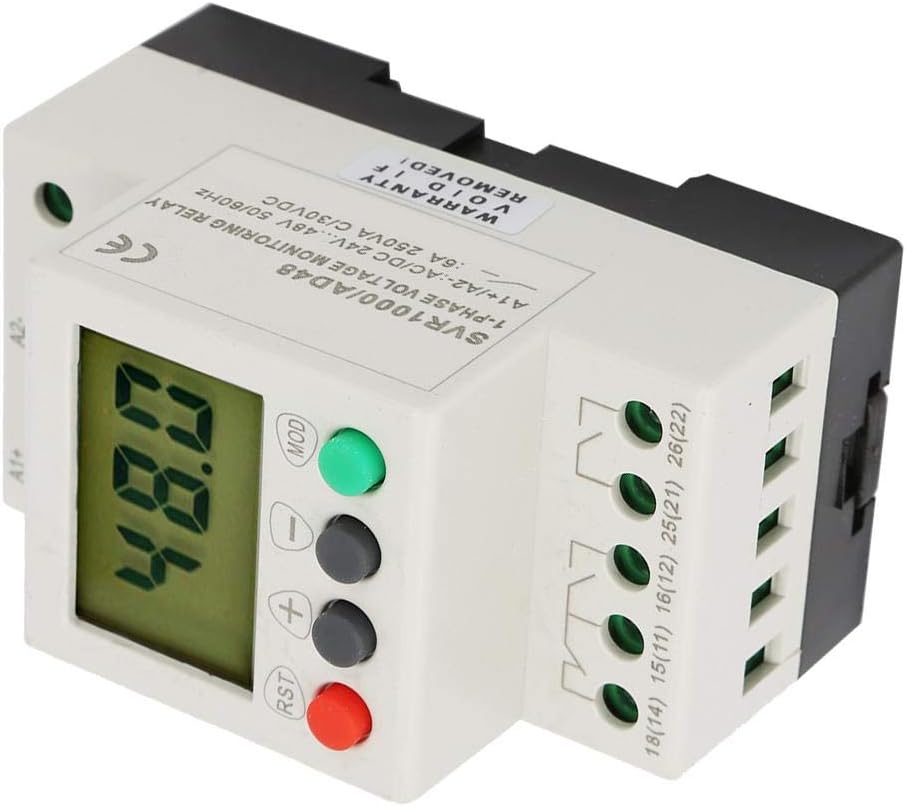 Walfront Single Phase Overvoltage and Undervoltage Protector SVR1000 Relay 35mm Rail for Electric Motor(AD48)
