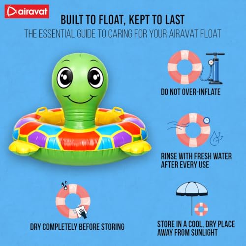 Image of Airavat Floats for Pool, Inflatable Pool Floats Swimming Ring, Swimming Float for Junior, Inflatable Floater, Water Float for Kids Swimming Pool Beach Summer Water Float Party Outdoor (Green Turtle)