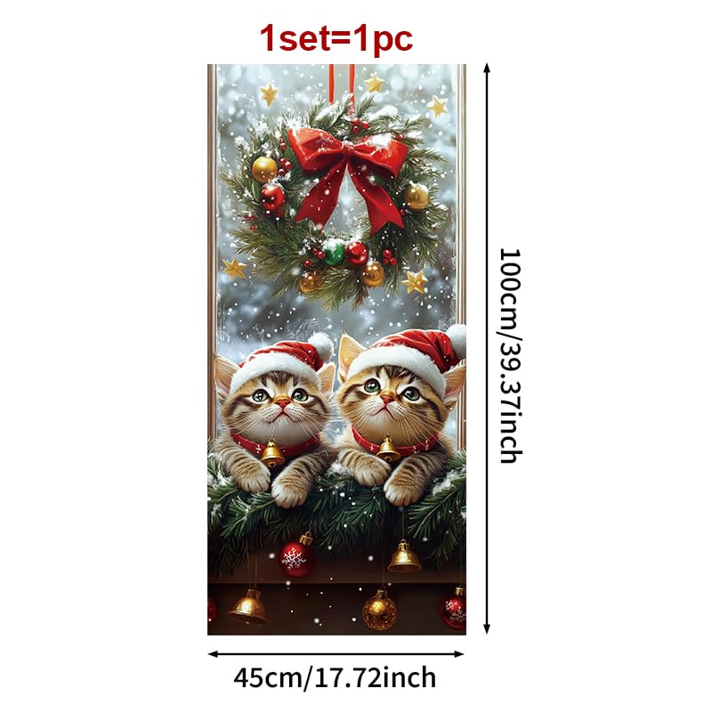 Vinilo para ventana gatos navideños 17.7x39.3 pulgadas miniatura 3