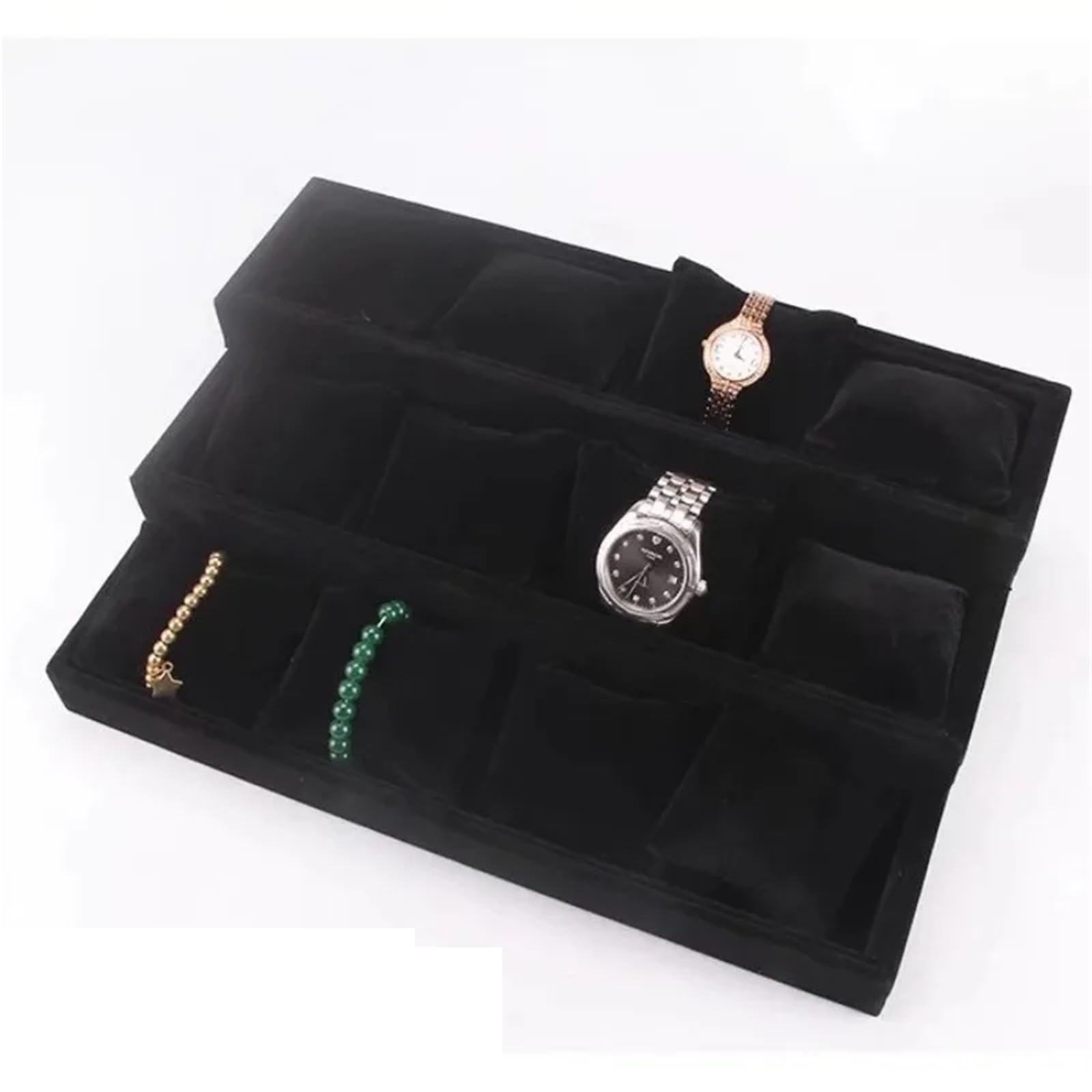 Flannel Jewelry Display Tray Watch Storage Organizer for Watches Bracelets