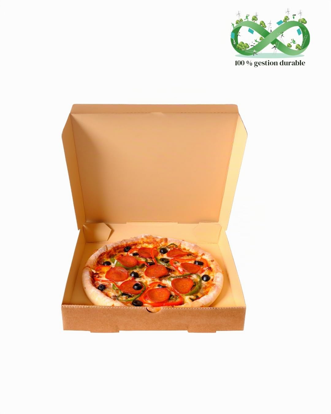 Genérico COMMERCE ESSENTIALS Lot de 50 boîtes à pizza en carton kraft avec couvercle pliable 40 x 40 cm