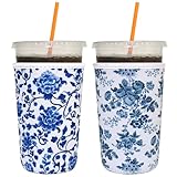 2 Pack Reusable Iced Coffee Sleeves - FRRIOTN Insulator...