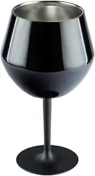 Taça Térmica Stainless Copo 2 em 1 p/Vinho Gin Drink 410 ml (Preto)