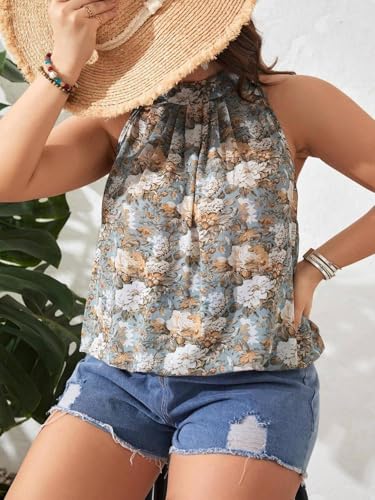 Image of KOTTY Womens Floral Flutter Sleeve Empire Navy Blue Button Boat Neck Top