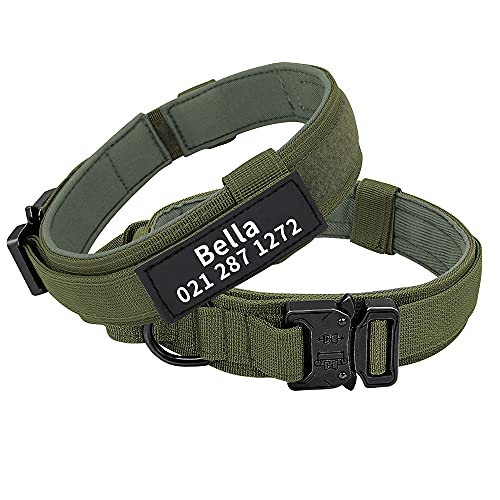 Personalisierbares taktisches Halsband für mittelgroße und große Hunde, personalisierbares Militärhalsband mit Name und Telefonnummer (Stil A)