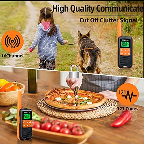 Retevis RT649 Walkie Talkie, IP65 Waterproof License-Free,1200mAh AA Rechargeable Battery,16 Channels 121CTCSS/DCS,VOX Torch Dual watch Walkie Talkies for Outdoor Hiking Camping (Orange, 2 Pcs)
