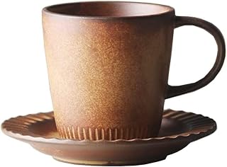 PULaif Taza de cerámica, Taza de té de Porcelana Hecha a Mano de 7.78 oz con asa, for Fiestas de cumpleaños y Bodas, Color marrón