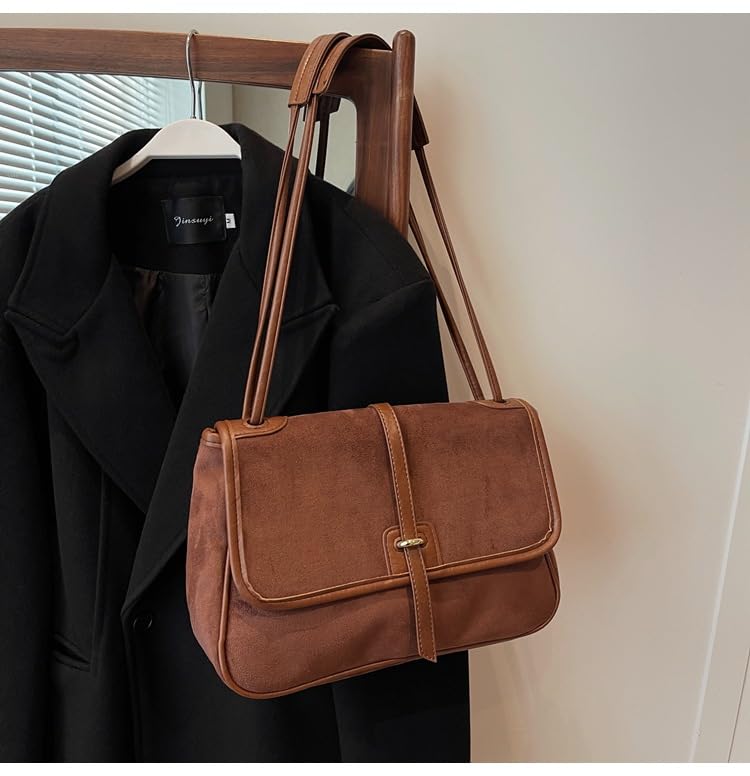 Suede Bag for Women Large Tote Bag Hobo Handbag Retro Shoulder Bag Suede Tote Bag with Zipper Closure2