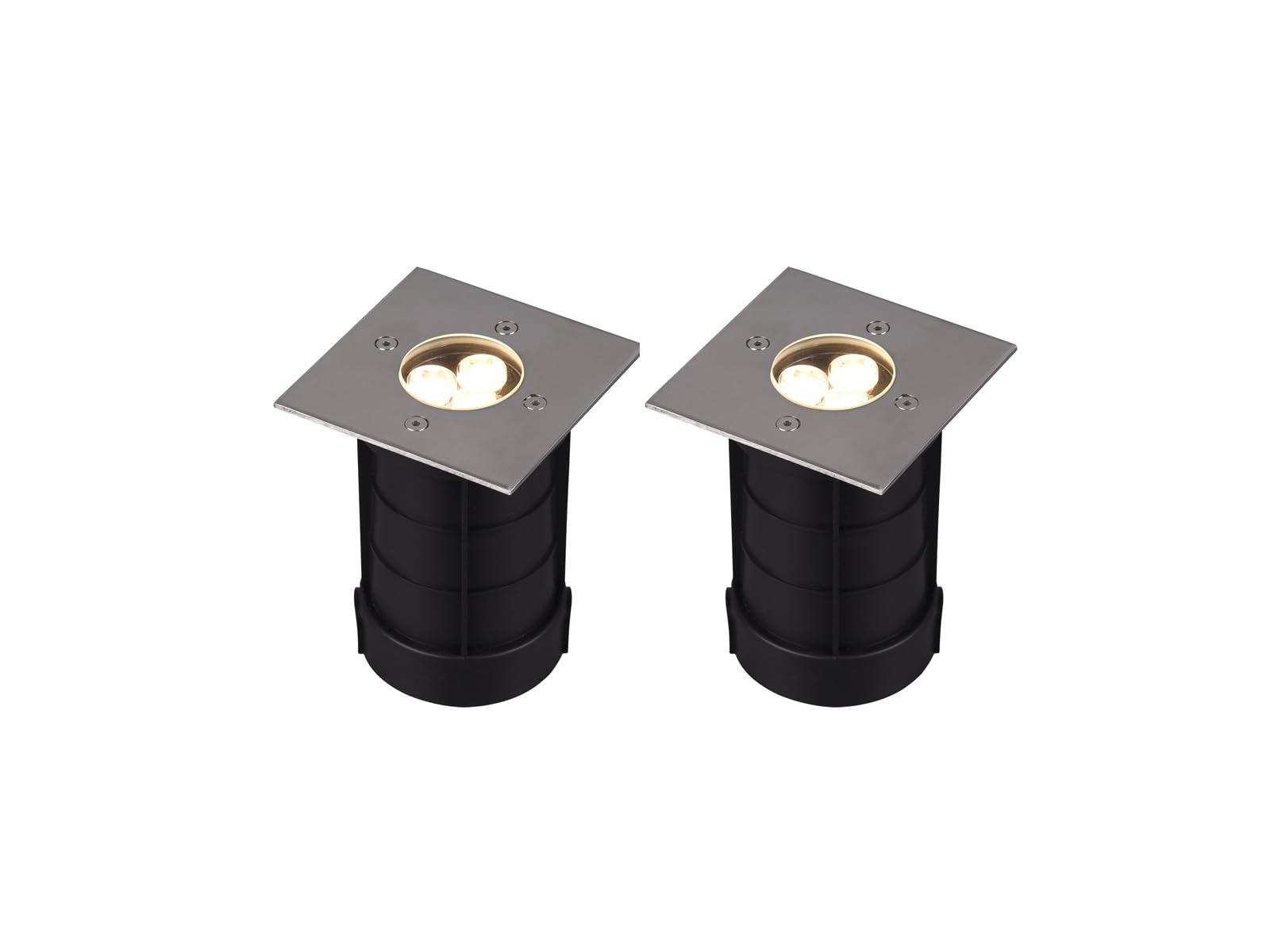 Set di 2 faretti da incasso a LED angolari da pavimento, in acciaio inox, 11 x 11 cm, grado di protezione IP65, portata fino a 2000 kg, illuminazione ideale per esterni