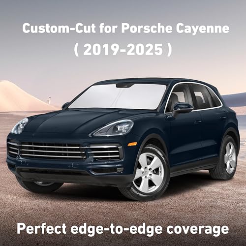 Image of EcoNour Windshield Sunshade Compatible for Porsche Cayenne 2019-2023 2024 2025, Sun Visor for Front Windshield & Window Sun Shade Cover, UV Heat Blocker & Protector, Car Accessories