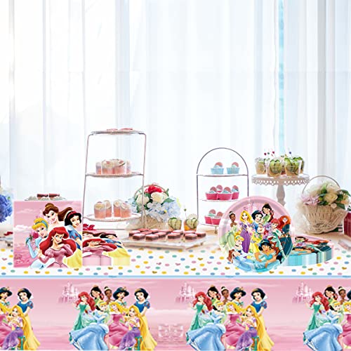 41Pcs Princess Birthday Party Supplies ,20 Plates + 20 Napkin + 1Tablecloth Princess Party Decorations Supplies ， Kids Party Decoration Supplies #TOP7