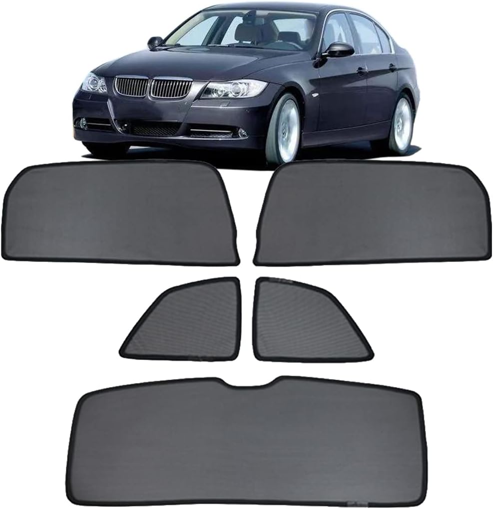 Car Window Shade for Kids Side Window Sun Shade for 3 Series E90 2004-2011 Magnetic Curtain Sun UV Protection Covers for Baby Sleeping Auto Accessories,Rear+Triangular+Back-windscreen-5PCS