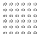 Ruwado 21 Pcs Book Charms for Jewelry Making 1.2 x 1 cm Metal Cute Mini Pendants for DIY Crafting Necklace Bracelets Earring Keychain Decoration Supplies Accessories (Antique Silver)