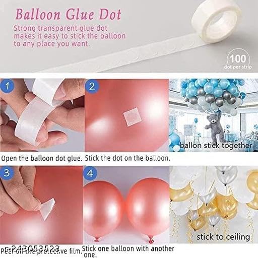Image of ZERECORD Reusable Balloon Decoration Accessories Combo of Flower Clips Glue Dot Tape and Arch Making Strip(8flower /2arch /2balloon glue dot.,.,)