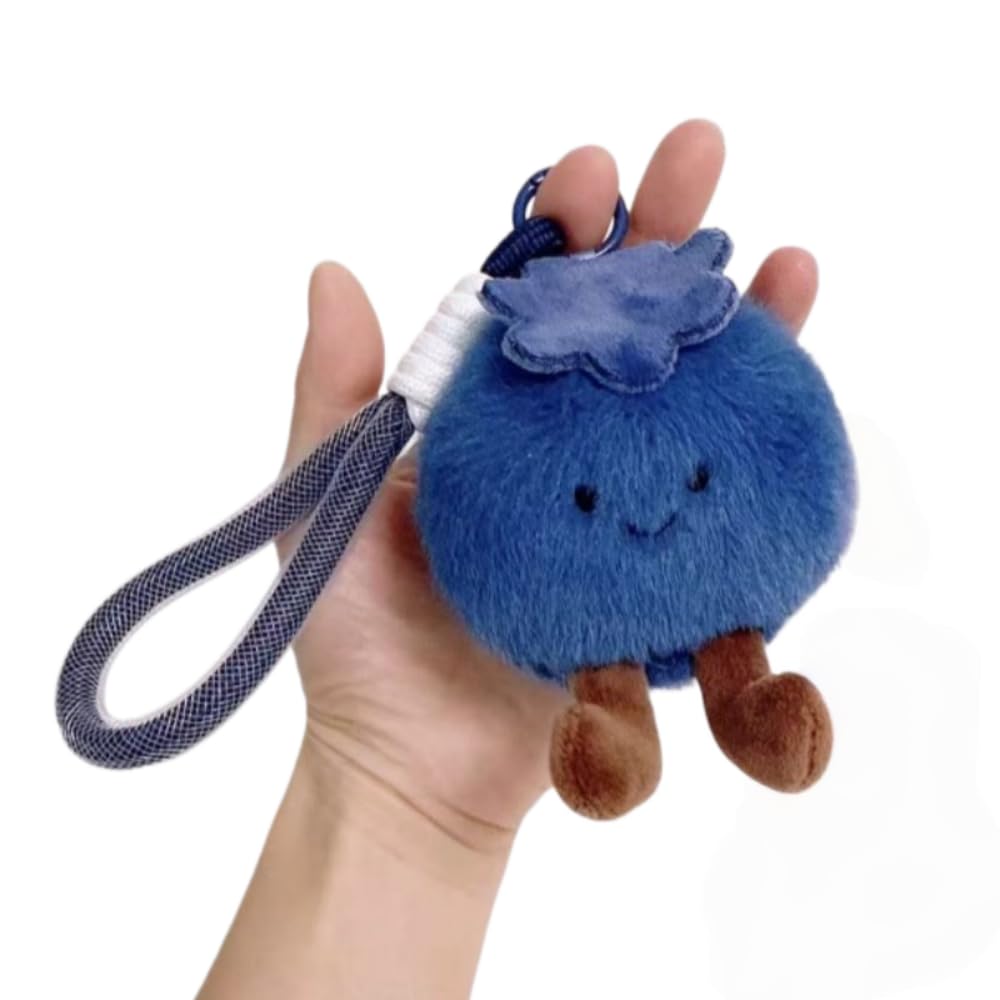 XIYUAN Cute Blueberry Plush Keychain 10CM - Soft Mini Stuffed Doll for Kids, Toy Gift for Girls Boys, Adorable Backpack Pendant for Home Decor & Room Decoration