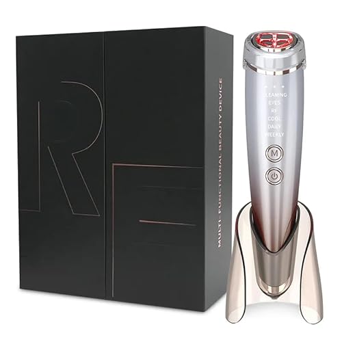 Radiofrecuencia Facial 6 en 1 - Alta Frecuencia Luz Roja LED y Limpieza Facial - Aparato Antiarrugas - 3 Luces LED Naranja Azul y Roja - 6 Modos Diferentes - Especial Ojos Cara y Cuello