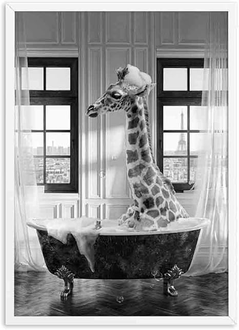 Amazon 北欧黒白ポスターモダン壁アートパネル動物バスタブ帆布絵画インテリアキリン写真印刷バスルームリビング部屋装飾40x60cmいいえフレーム ウォールステッカー オンライン通販 Amazon 北欧黒白ポスターモダン壁アートパネル動物バスタブ帆布絵画インテリアキリン写真印刷バスルームリビング部屋装飾40x60cmいいえフレーム ウォールステッカー オンライン通販