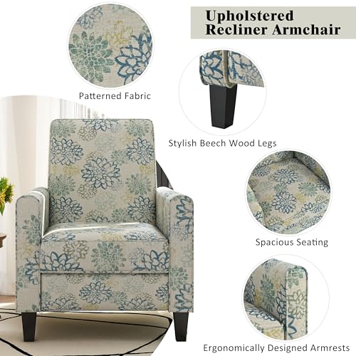 Sillón reclinable tapizado azul moderno miniatura 5