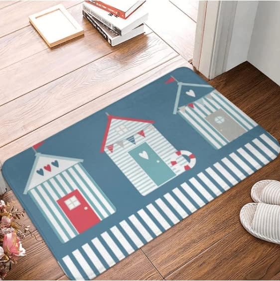 SMILEFUN By The Sea Beach Huts Doormat Carpet Mat Rug Polyester Non
