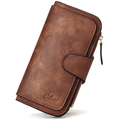 CLUCI Women Wallet Leather RFID Trifold Large
