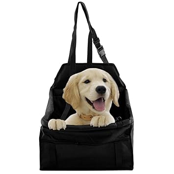 AUEL?Folding Pet Dog Travel Booster Bag Car Seat Carrier Safety Belt Cover Black