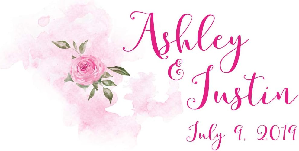 DesignThatSign Single Pink Rose Water Bottle Labels Hand Painted Floral Images Great for Partys, Weddings, Bridal Shower, Birthday