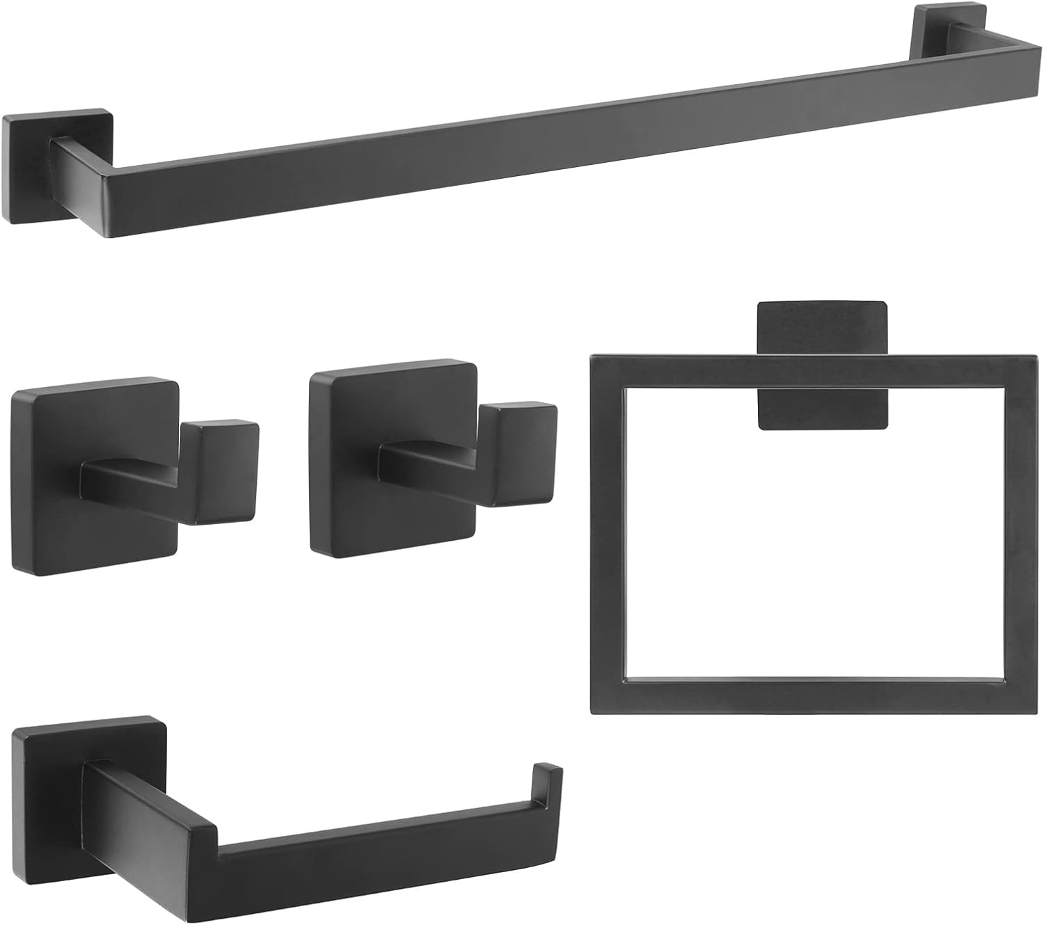Matte Black Bathroom Hardware Accessories Set, Yoehka Wall Mounted 5