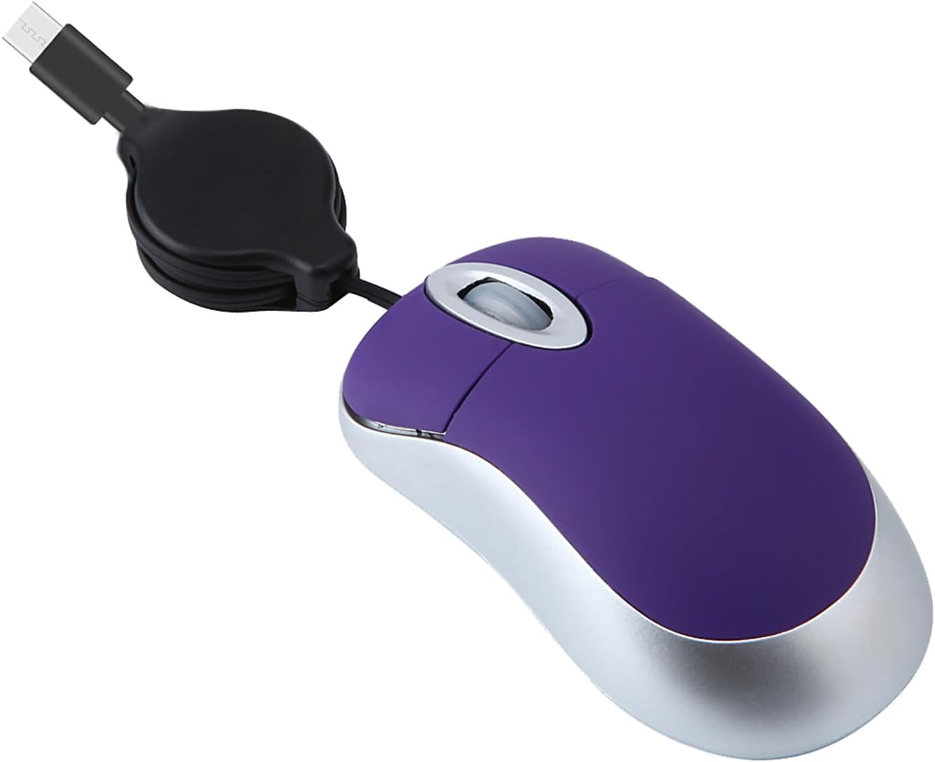 USB C Bedrade Mini Muis, Kleine Muizen Met Intrekbare Kabel Voor Reizen, Kinderen, Gifts-Purple