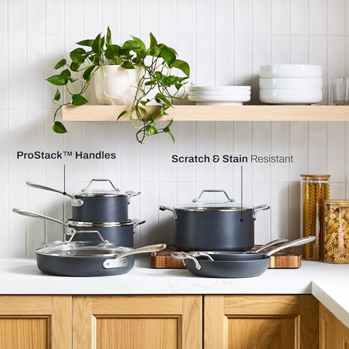 Image of All-Clad HA1 Ceramic Nonstick, 10-Piece Pots & Pans Set, Induction Ready | Complete ceramic nonstick cookware set, Scratch-Resistant Exterior, Superior Easy Organized Stacking, Oven Safe up to 450