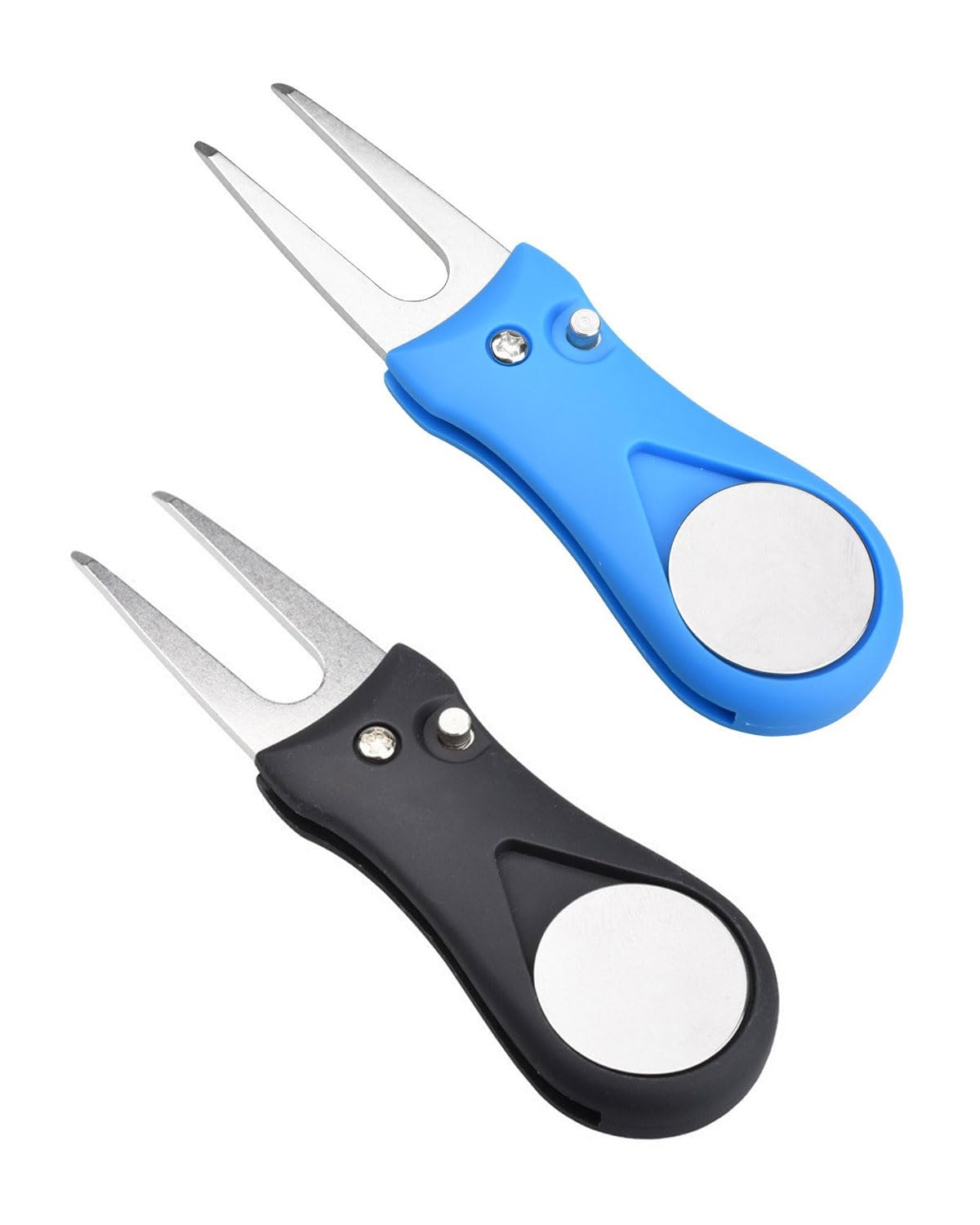 2 Piezas Golf Repair Hay Fork, Hay Fork Golf, Multi-Herramienta de Golf de Acero Inoxidable con Botón Expulsor y Marcador de Bolas, Accesorio Portátil de Reparación de Golf