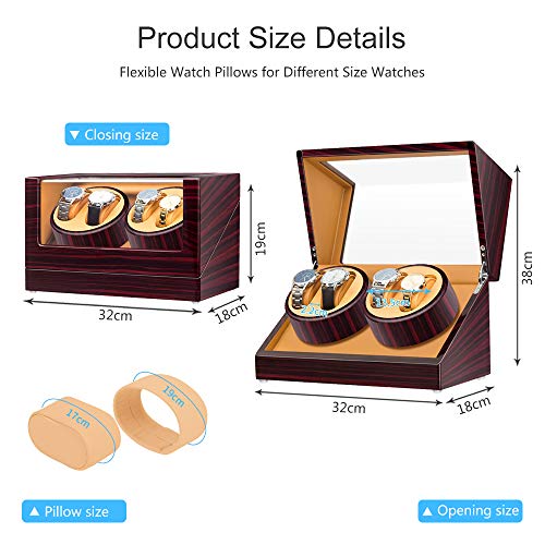 JQUEEN Watch Winder Winds 4 Heavy Watches with Quiet Motor