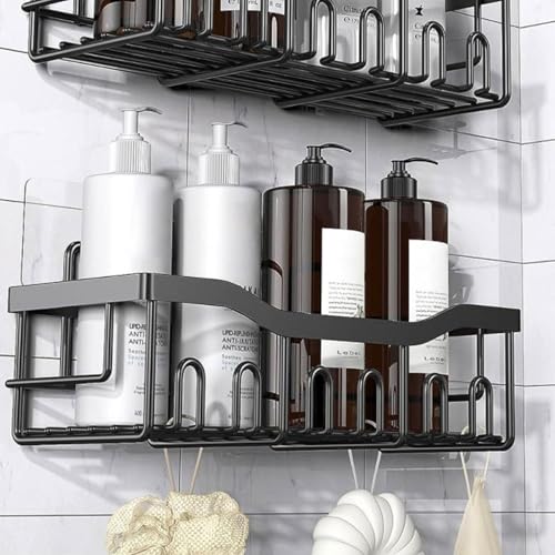 Étagère de salle de bain sans perçage murale de grande capacité - 3