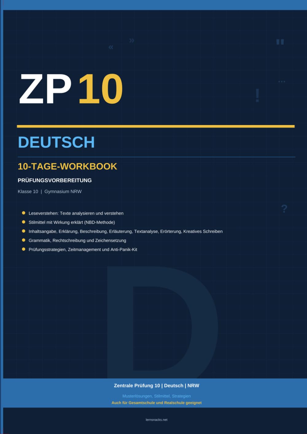 ZP 10 DEUTSCH NRW: 10-Tage-Workbook zur Prüfungsvorbereitung