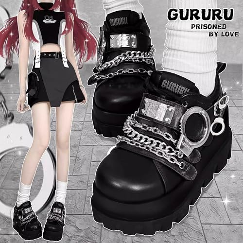 GURURU Women's Goth Boots Punk Black Metallic Goth Platform Chunky Ankle Boots Thick Sole Goth Boots Designer Shoes3