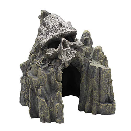 OMEMReptile Decorations for Terrarium Resin Skull Rock Ornament Habitat Decor Landscaping Aquarium Fish Tank Hideout