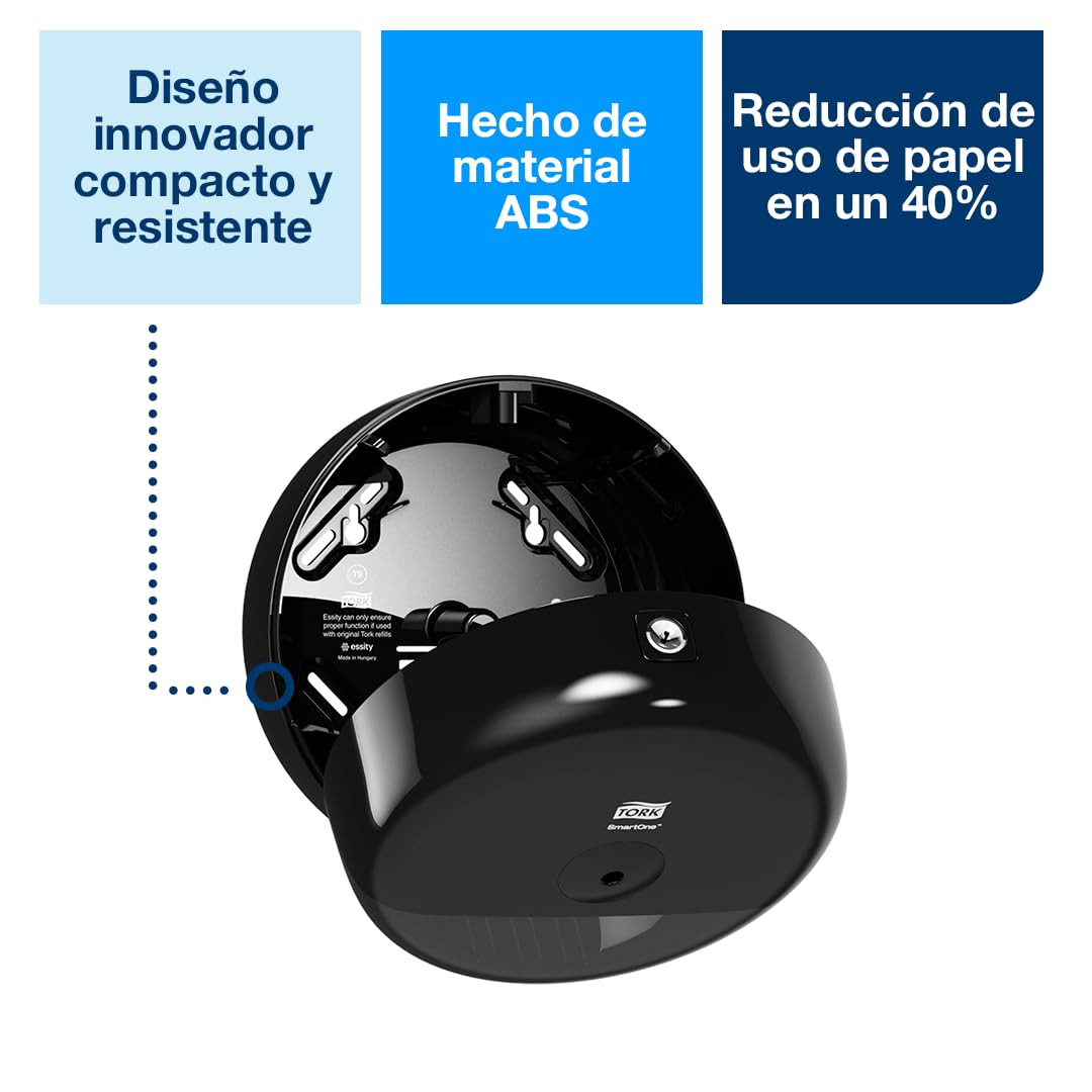 Tork SmartOne Mini Dispensador de Papel Higiénico Negro T9 681008 Alta Capacidad