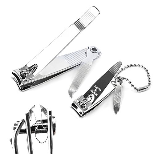 Fingernail Clippers Large and Small SET OF 2, Nail Clipper Set Toenail & Fingernail Clippers Premium Stainless Steel Nail Cutter Kit, Made in Korea