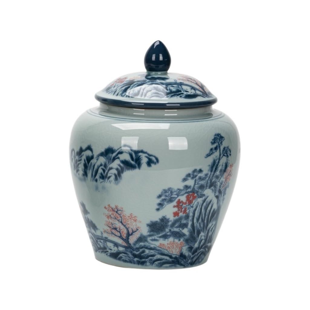 Ceramiczny pojemnik na herbatę, niebieski i biały, porcelanowy słoik do przechowywania herbaty, ceramiczny duży, kuchenny słoik z ziarnami kawy, z zamknięciem, chiński zestaw do herbaty w stylu retr