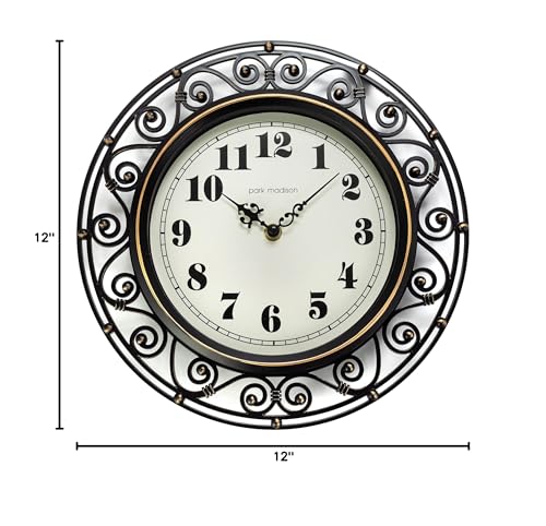 Park Madison 13736 Decorative Iron Style Wall Clock 12 Inch Silent Battery Operated Vintage Elegant Retro Clocks For Living Room Decor, Kitchen Office Dining Room Bedroom School Classroom thumb #5