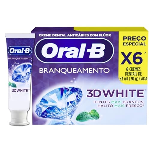 Oral-B Pasta de Dente 3D White Brilliant Fresh Micropartículas Branqueadoras 53 ml, 6 Unid...