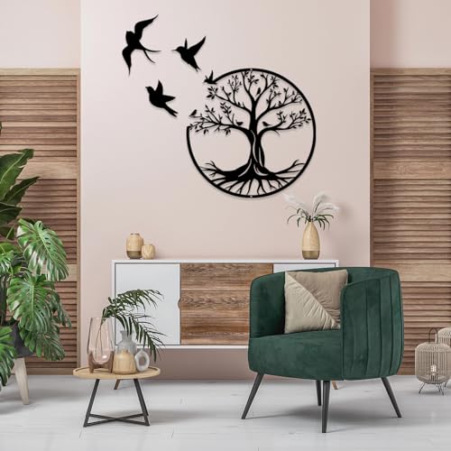 Luccyle Tree Life Metal Wall Art, Large Metal Tree of Life Metal Wall Art Decoration - Image 4