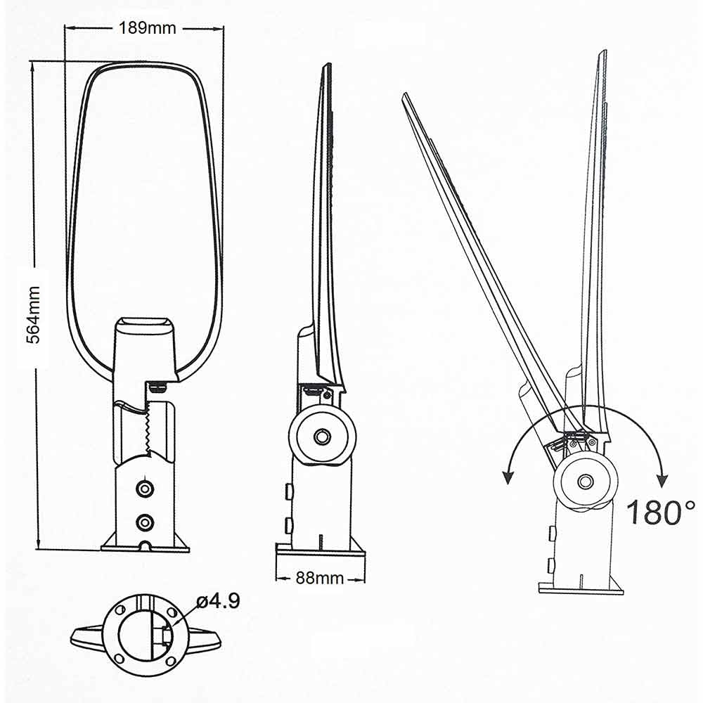 Vetrineinrete® Lampada armatura stradale inclinabile led lampione stradale faro esterno 100 watt luce bianca fredda 6500K IP65 P96