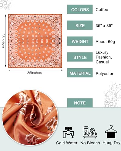 JaGely 12 Pcs 35" Satin Square Large Head Scarves Silk Like Neck Scarf Vintage Bandanas Satin Hair Scarf Neckerchief2