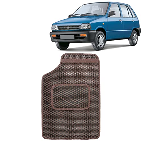 Image of Kingsway Dotted Design Car Floor Foot Mats Universal Fit for Maruti Suzuki 800, Model Year : 2000-2014, Water and Dustproof, Color Brown, Set of 5 Pieces