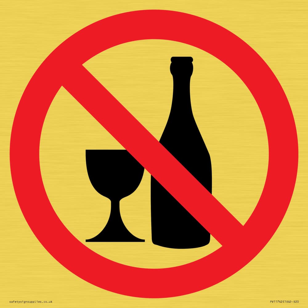 Prohibition: No alcohol Sign - 200x200mm - S20
