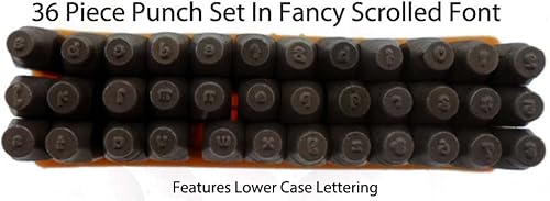 Miniatura 3 de Bench Wizard Juego de 36 perforadores de números y letras minúsculas  14 pulgadas (0.236 in)  Punzones artísticos elegantes  Punzones de acero al