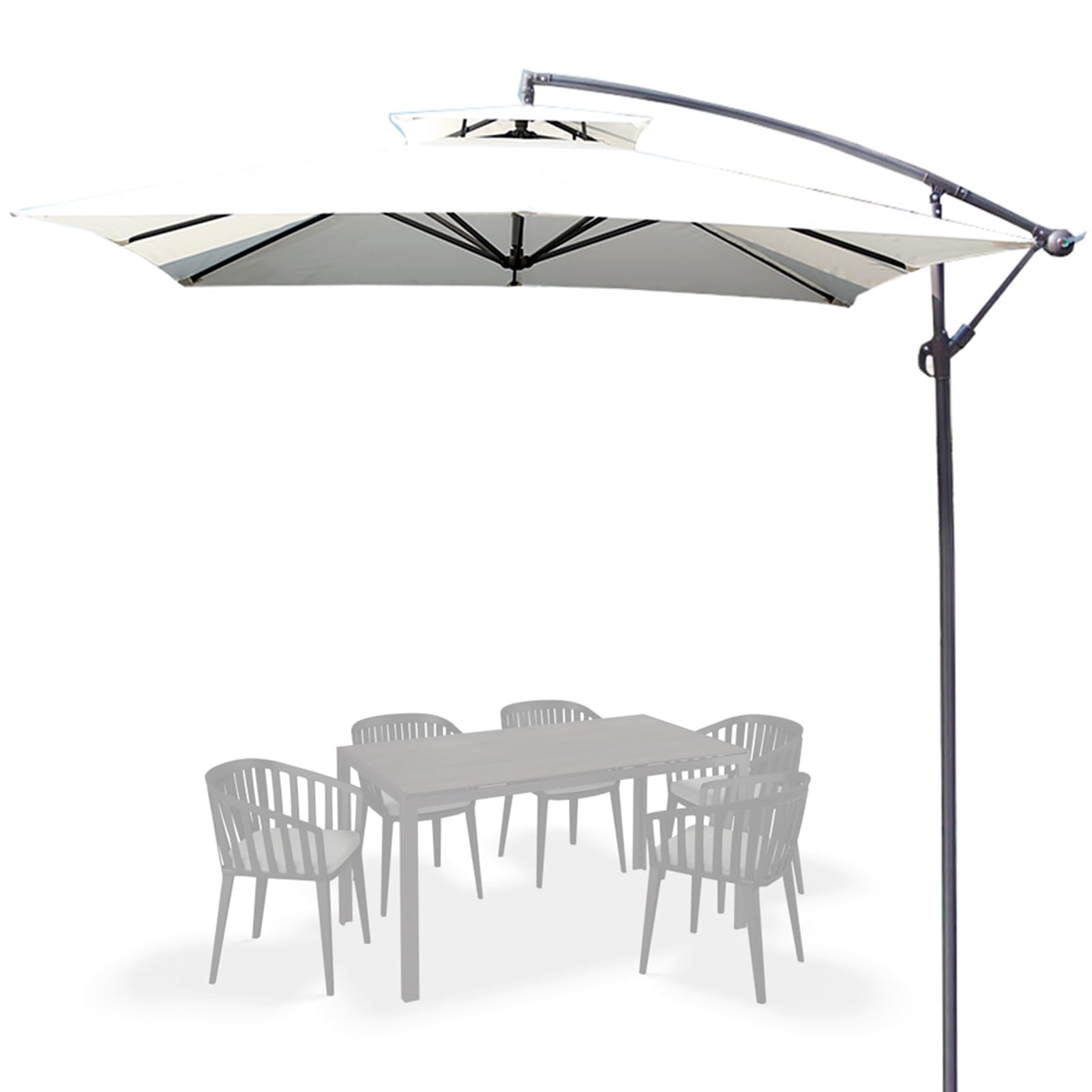 Parasol Ogrodowy z Wysięgnikiem 250 Cm, Anty-UV, Wodoodporny, na Podwórko, Przy Basenie, na Trawnik i do Ogrodu