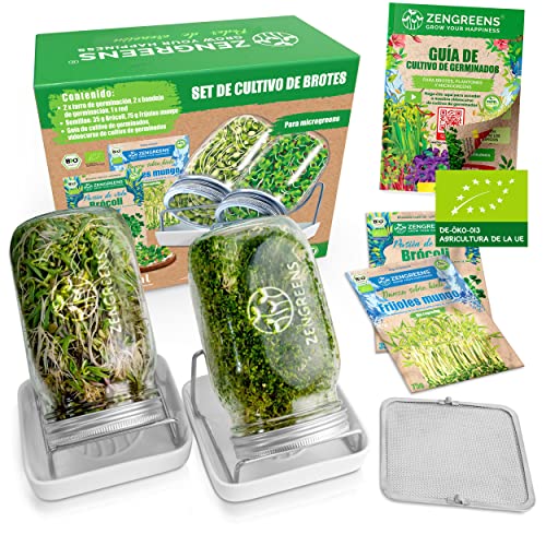 ZenGreens - Juego de 1, 2, 3 tarros de germinados ecológicos + Bandeja DE GERMINADOS - (Incl....